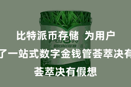 比特派币存储 为用户提供了一站式数字金钱管荟萃决有假想